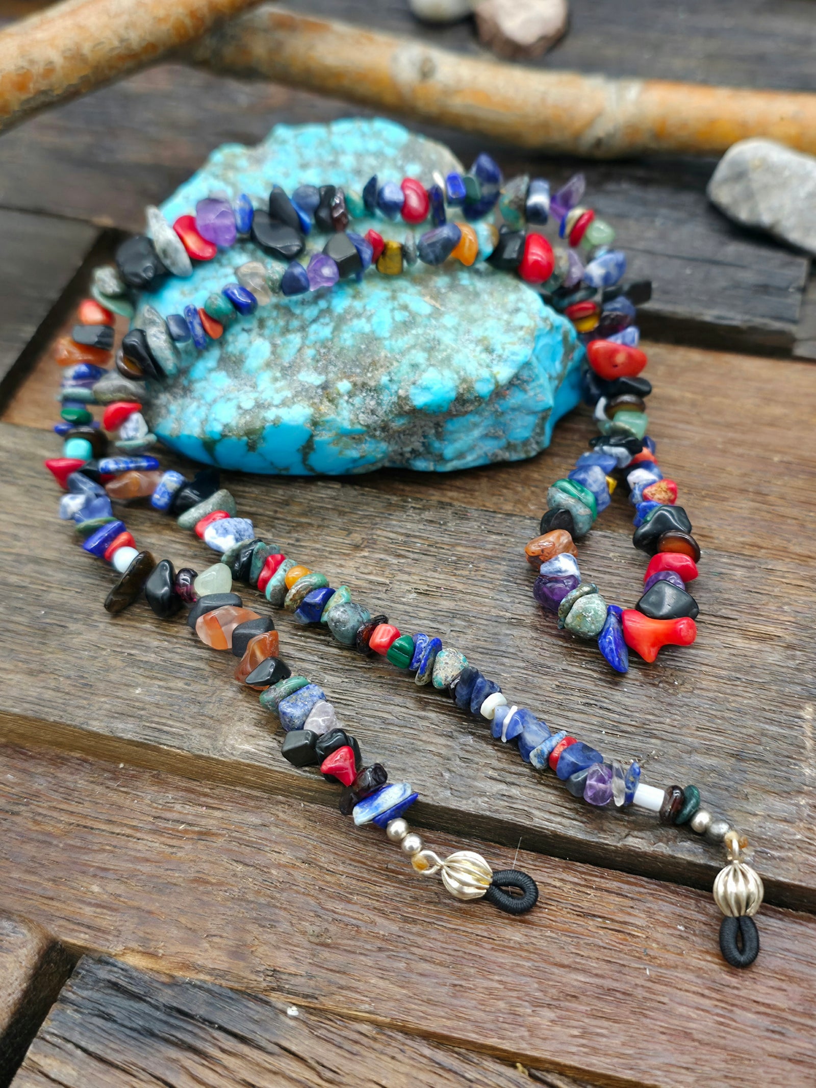 Multistone Chip Bead Eyeglass Chain by Eileen Coriz - 26 in.