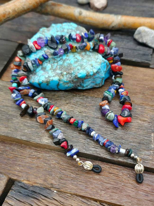 Multistone Chip Bead Eyeglass Chain by Eileen Coriz - 26 in.