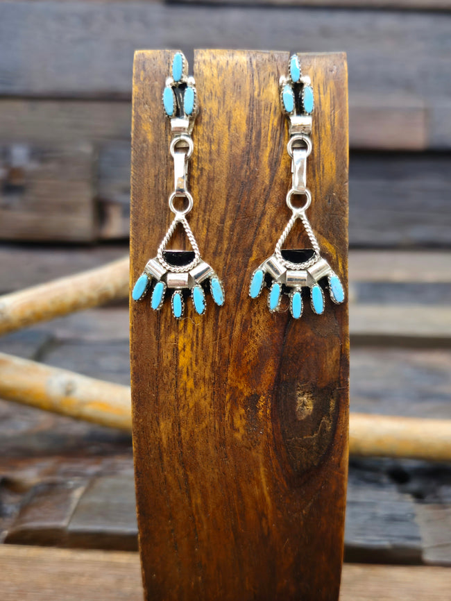 Sterling Silver Blue Turquoise Needle Point Earrings by Evonne Hustito