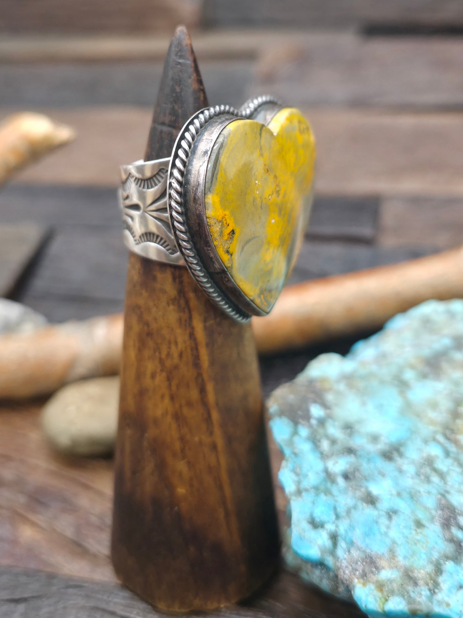 Sterling Silver Bumblebee Jasper Ring by Andy Cadman - Size 7 1/2