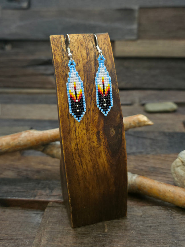 Beadwork Feather Earrings - 2 1/4 in.