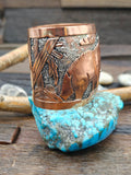 Wide Copper Overlay Bear Cuff Bracelet by Elaine Becenti - 7 in. with Gap