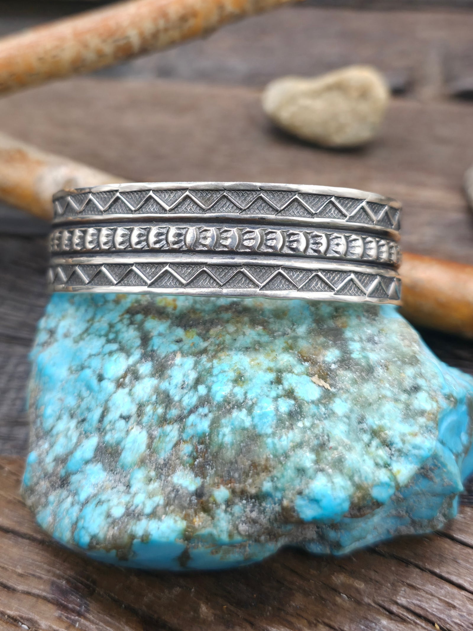 Stamped Sterling Silver Cuff Bracelet by Sunshine Reeves - 6 3/4 in. with Gap