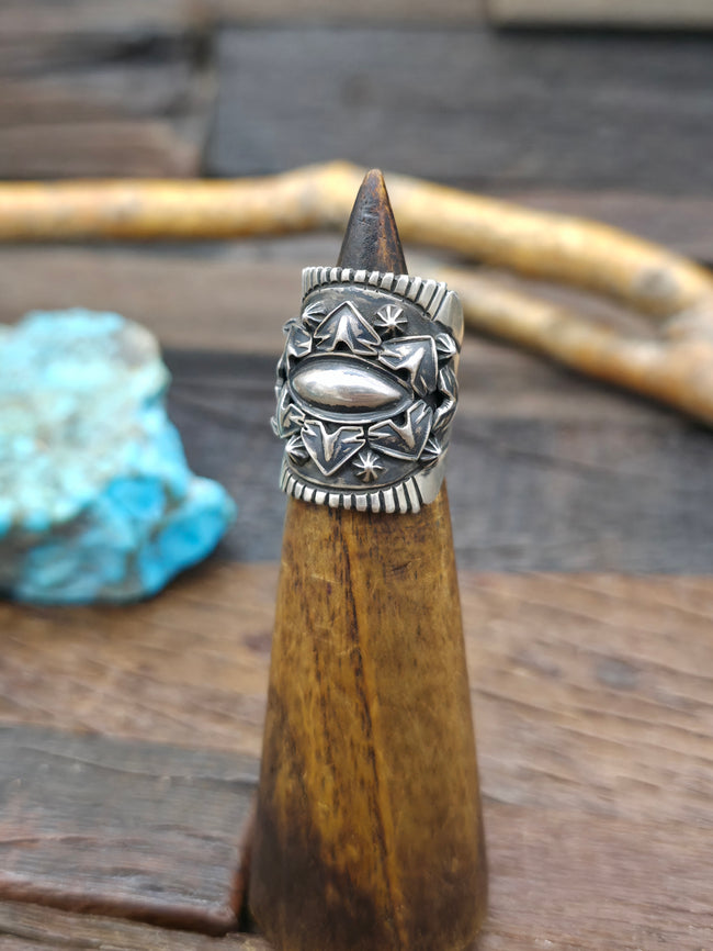 Stamped Sterling Silver Ring by Derrick Gordon - Size 6 1/2