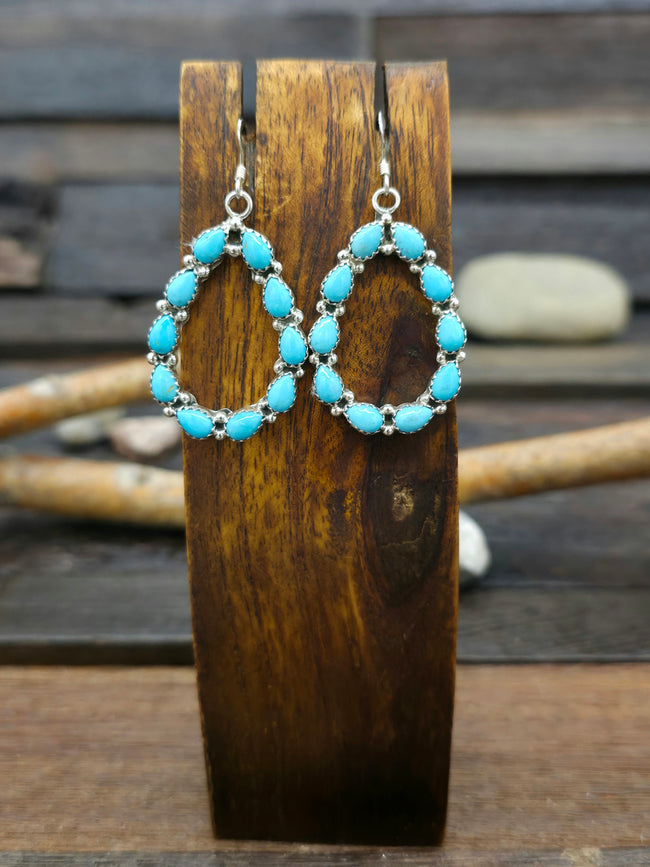 Blue Turquoise Hanging Loop Earrings by Pearlene Spencer