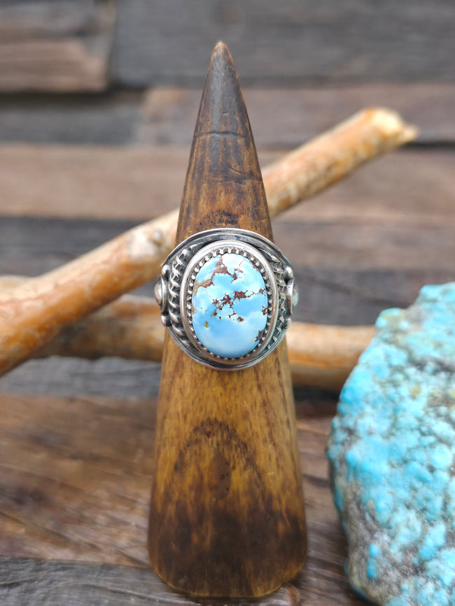 Sterling Silver Golden Hills Turquoise Ring by Derreck Gordon - Size 11 1/2