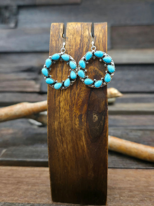 Joanne Spencer Turquoise Circle Earrings with Teardrops