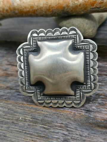 Green Turquoise Sterling Silver Ring by Priscilla Smith - Size 9