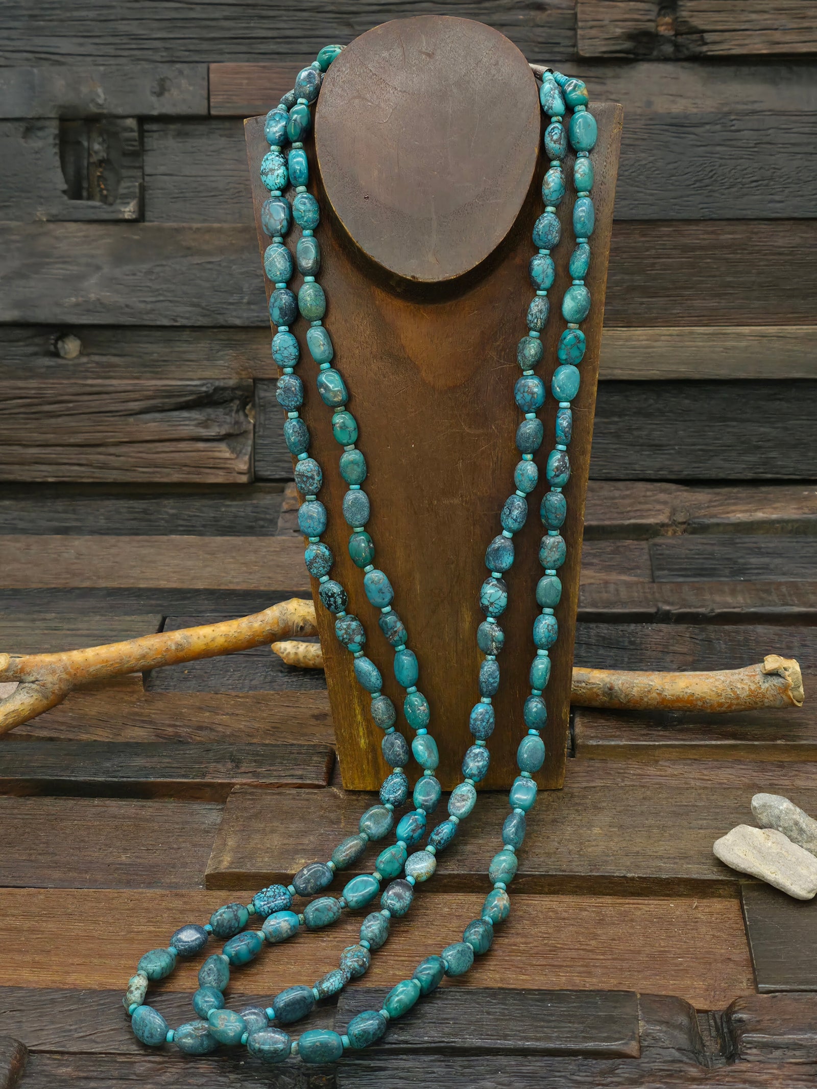 Two Strand Dark Blue Sky Horse Turquoise Necklace - 38 in.
