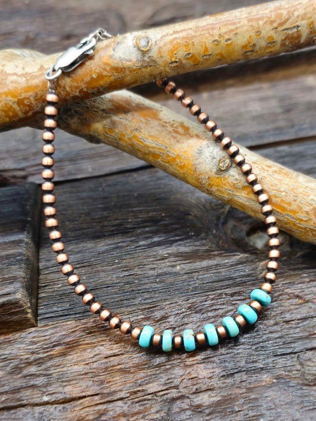 Copper and Turquoise Bracelet - 8 in.