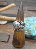 Stamped Sterling Silver Thunderbird Ring by Delbert Gordon - Size 14