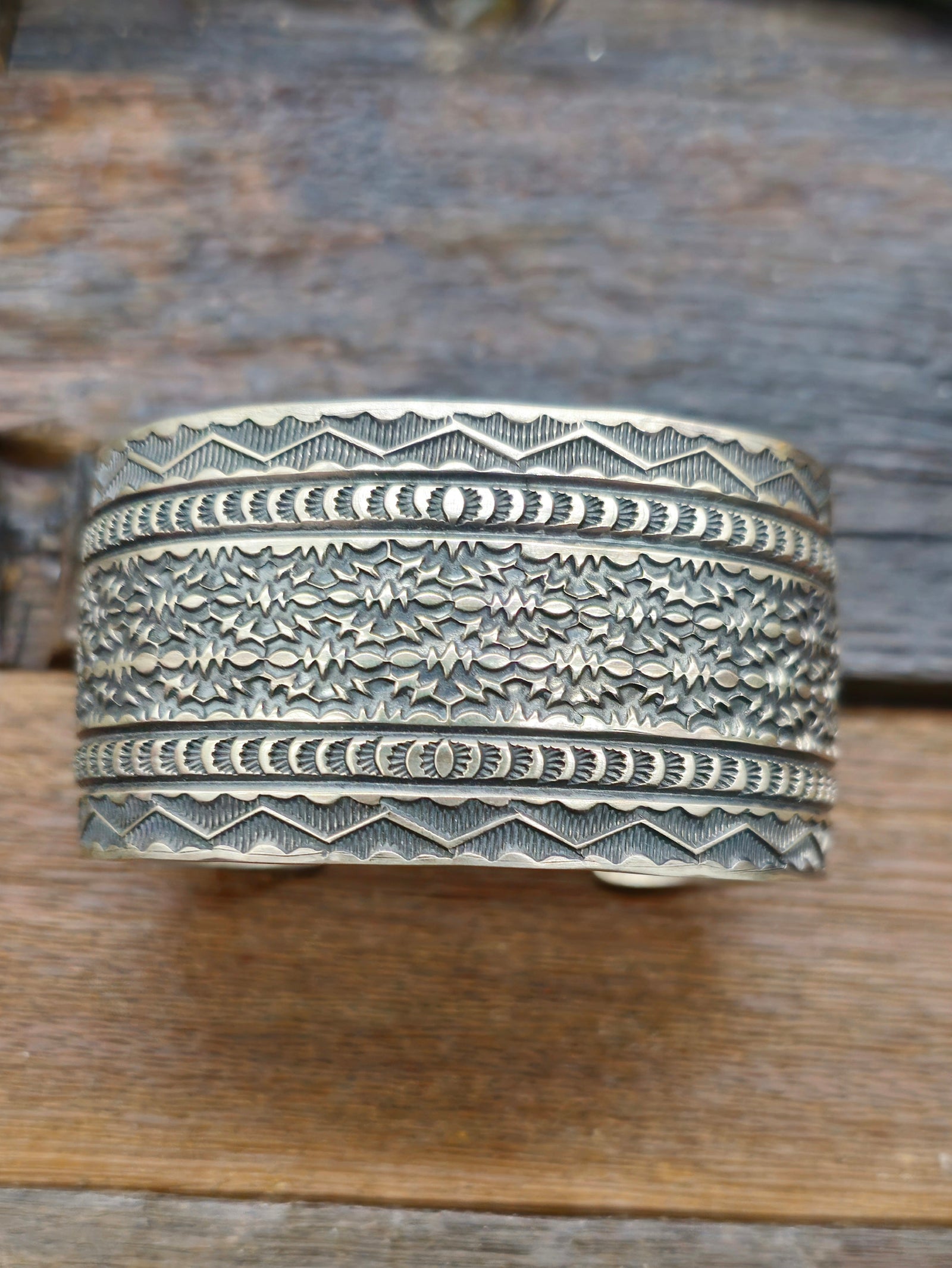 Stamped Sterling Silver Cuff by Sunshine Reeves - 7 in.