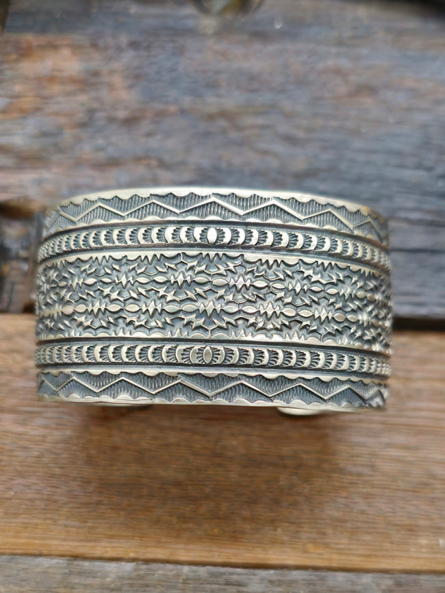 Stamped Sterling Silver Cuff by Sunshine Reeves - 7 in.