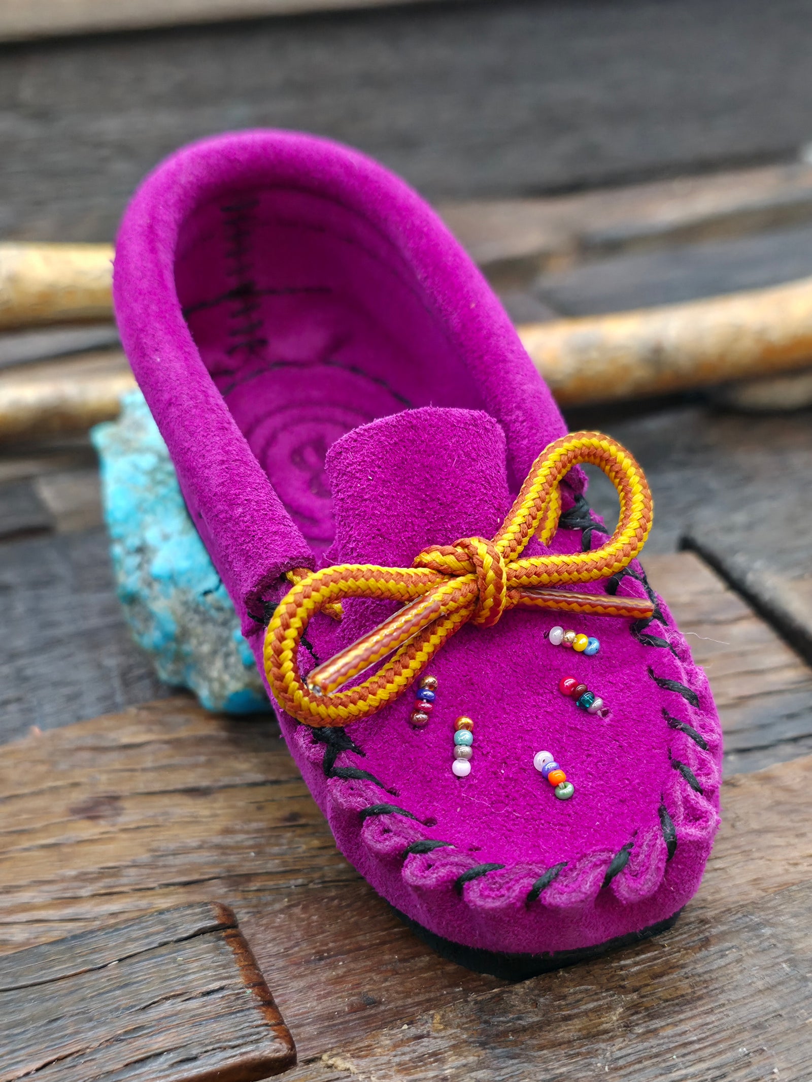 Bastien Infant Beaded Moccasins - Pink