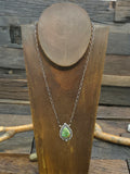 Stamped Sterling Silver and Sonoran Turquoise Pendant Necklace by Daniel Benally - 18 in.