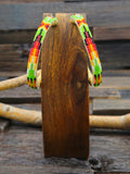 Large Beaded Hoop Earrings Light Green