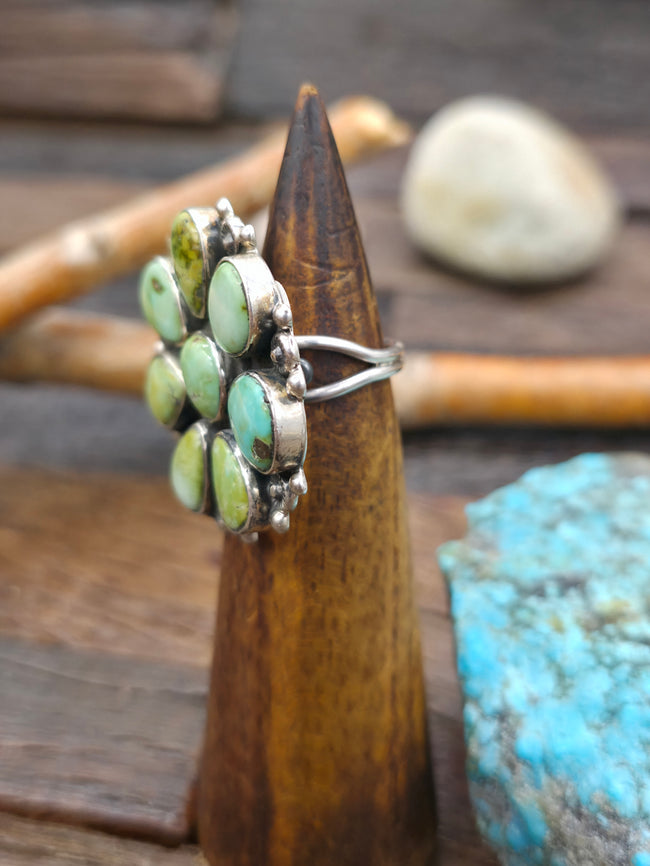 Sterling Silver Sonoran Turquoise Cluster Ring by Karlene Goodluck - Adjustable