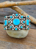 Vintage/Estate High Grade Blue Gem Turquoise Sterling Silver Cuff - 6 1/2 in.