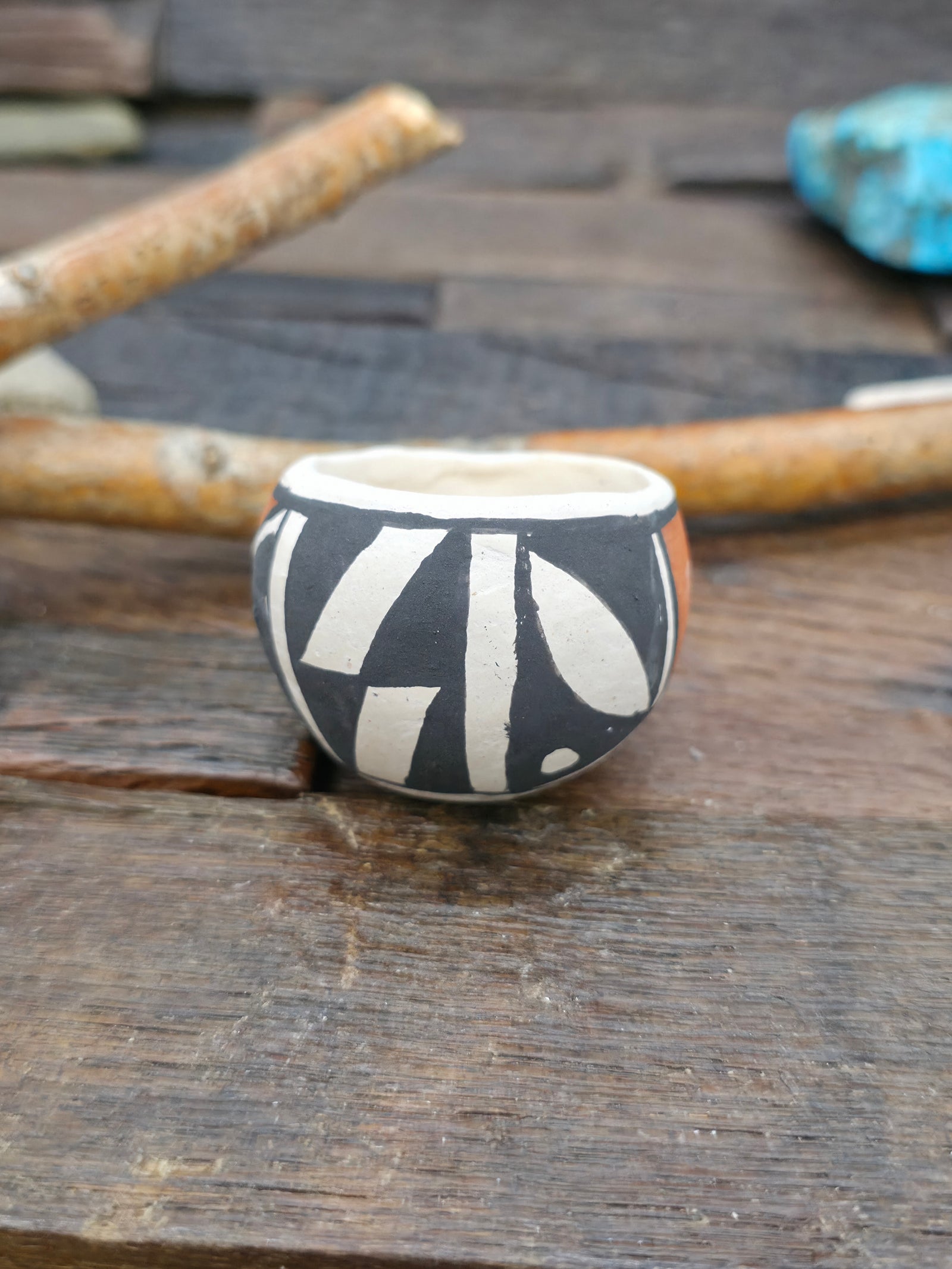 Mini Handmade Acoma Pot by Joyce Lucero - 1 1/2 in. by 1 1/2 in. by 1 1/2 in.