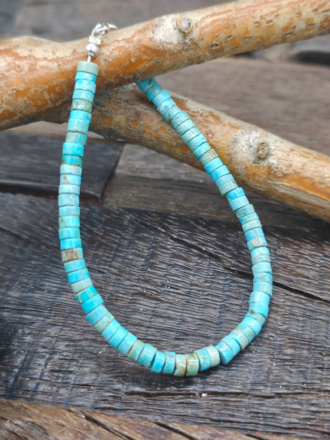 Blue Turquoise Heishi Bracelet - 7 in.