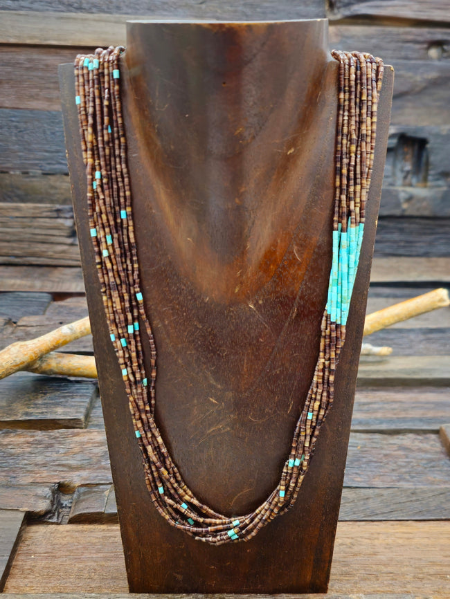 Ten-Strand Heishi Necklace by W. Calabaza - 22 in