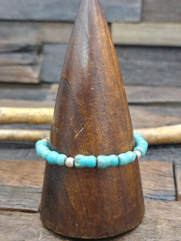 Oxidized Sterling Silver and Lapis Bead Bracelet - 8 in. plus 1 in. Extender