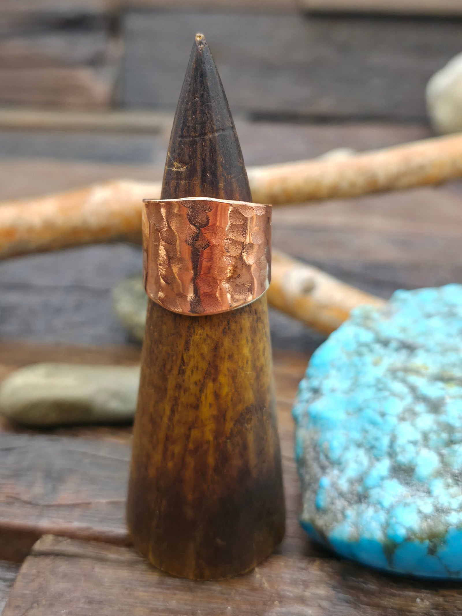 Hammered Copper Ring by Wylie Secatero - Size 9 1/2