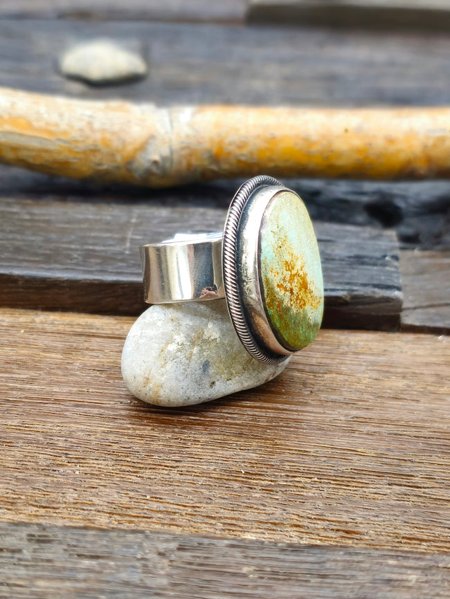 Leon Martinez Turquoise and Sterling Adjustable Ring
