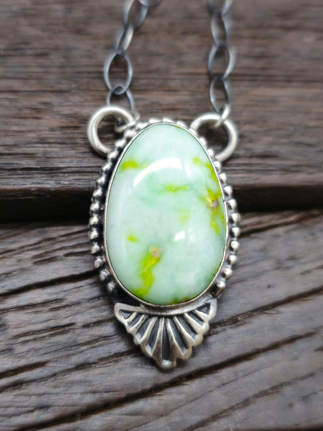 Palomino Turquoise Pendant Necklace on Oxidized Sterling Chain by Danny Henio 18 in.