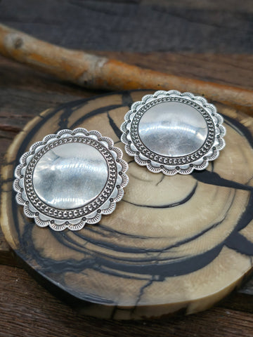 Vintage/Estate Stamped Sterling Silver Floral Bird Earrings by Federico Jimenez - 3 in. by 2 1/4 in.
