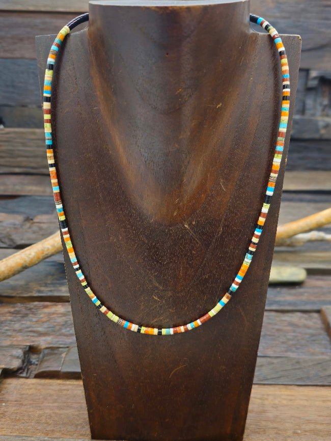Jet and Multistone Santo Domingo Necklace by Dorene Calabaza 18 in.