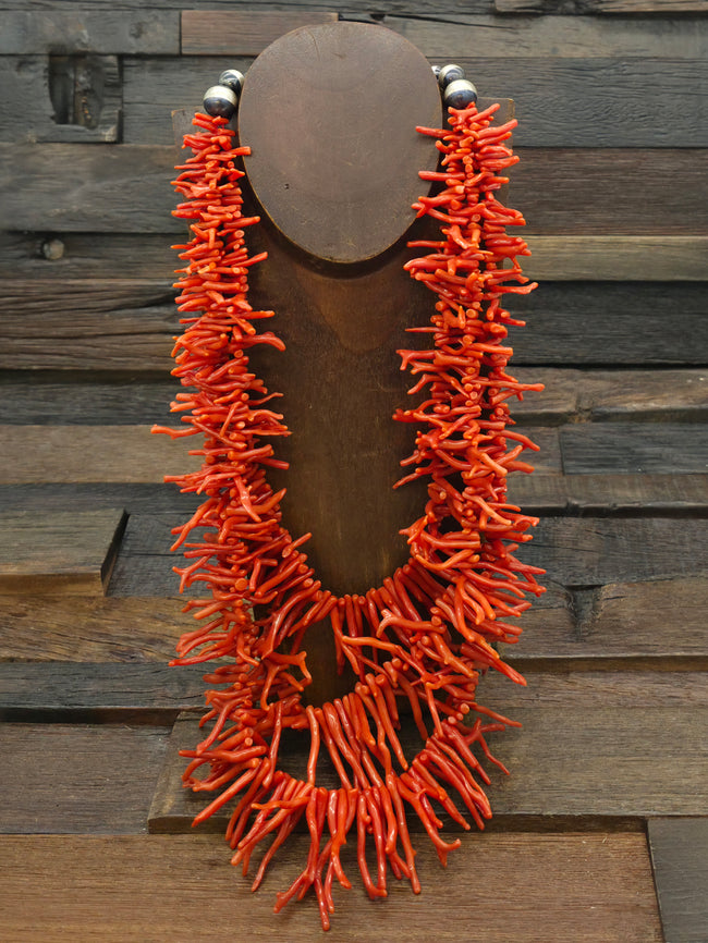 Three Strand Branch Coral Necklace by Fred Archuleta - 22 in.