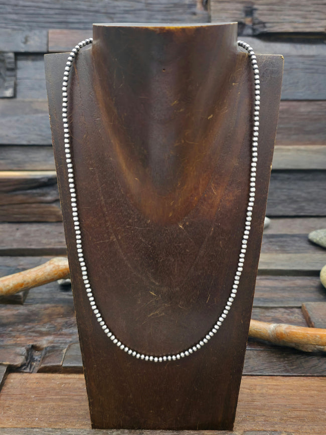 Oxidized Sterling Silver Bead Necklace  - 22 in. 3 mm Bead