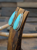 Sterling Silver Kingman Turquoise Post Dangle Teardrop Earrings by Donovan Nez