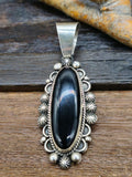 Sterling Silver Black Onyx Oval Pendant by Mary Ellen