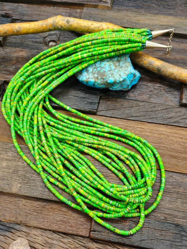13 Strand Hubei Turquoise Heishi Necklace - 34 in. plus 1 1/2 in. extender