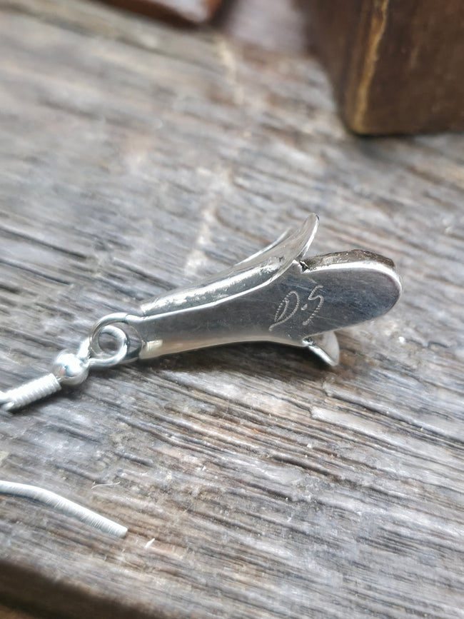 Sterling Silver and Coral Squash Blossom Earrings by Doris Smallcanyon