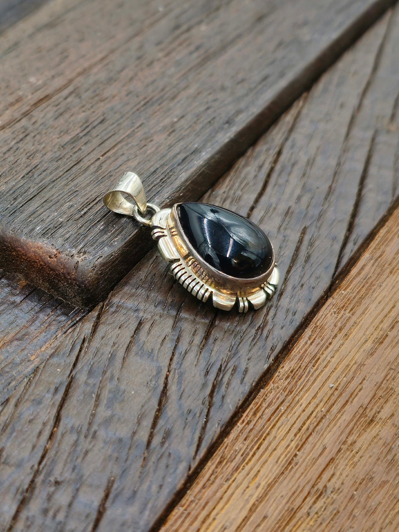 Small Black Onyx Teardrop Pendant