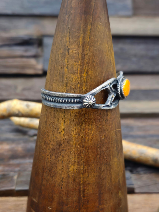 Vintage/Estate Cast Sterling Silver Spiny Oyster Cuff - 6 1/2 in.