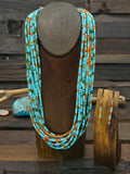Ten Strand Turquoise and Sponge Coral Necklace and Earring Set by Fred Archuleta - 24 in.