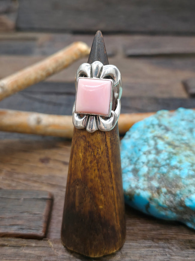 Cast Sterling Silver Pink Conch Ring by Kevin Yazzie - Size 7