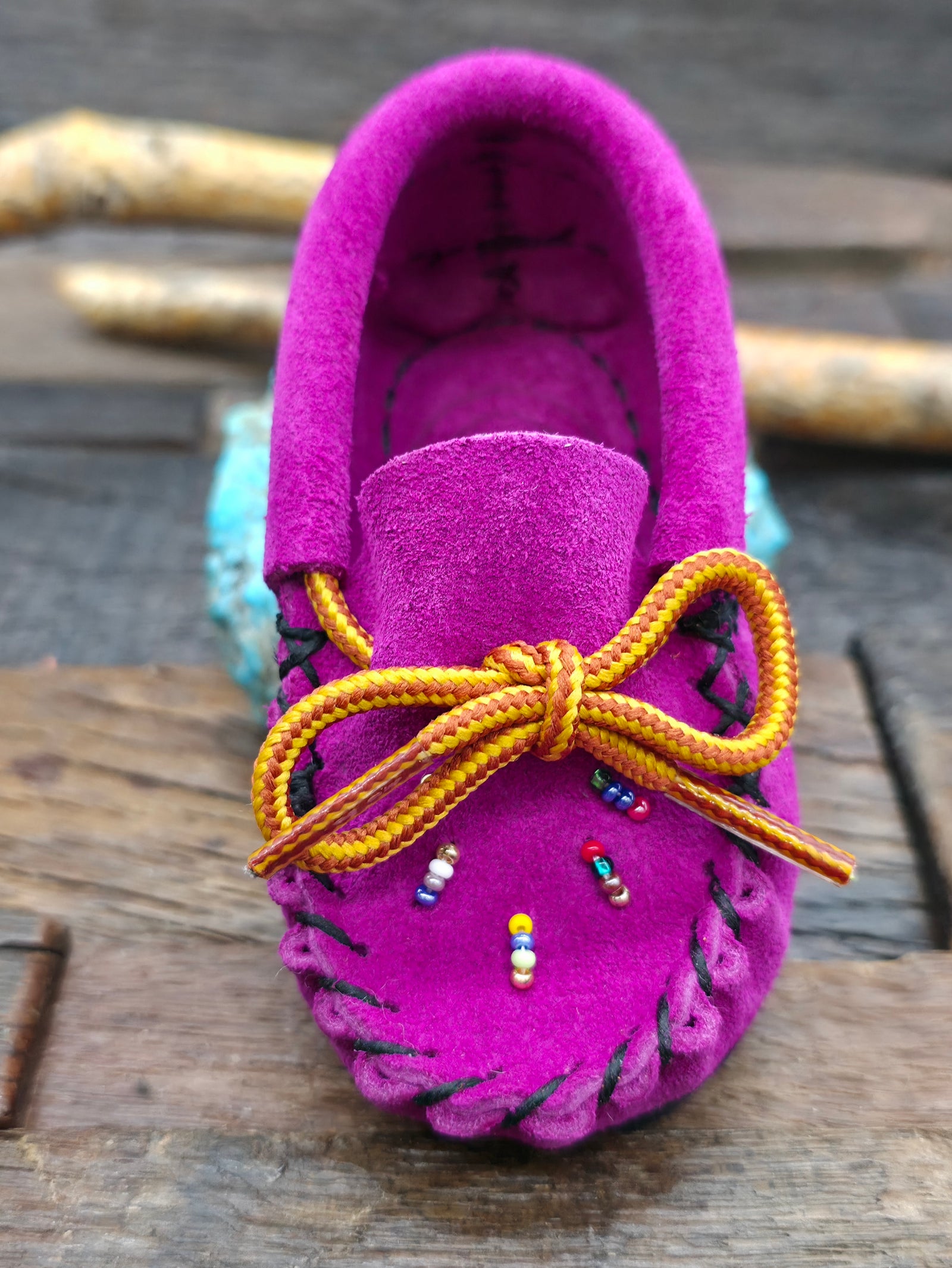 Bastien Infant Beaded Moccasins - Pink