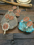 Sterling Silver Coral Needlepoint Necklace and Earring Set by Kyle Wilson - 26 in.