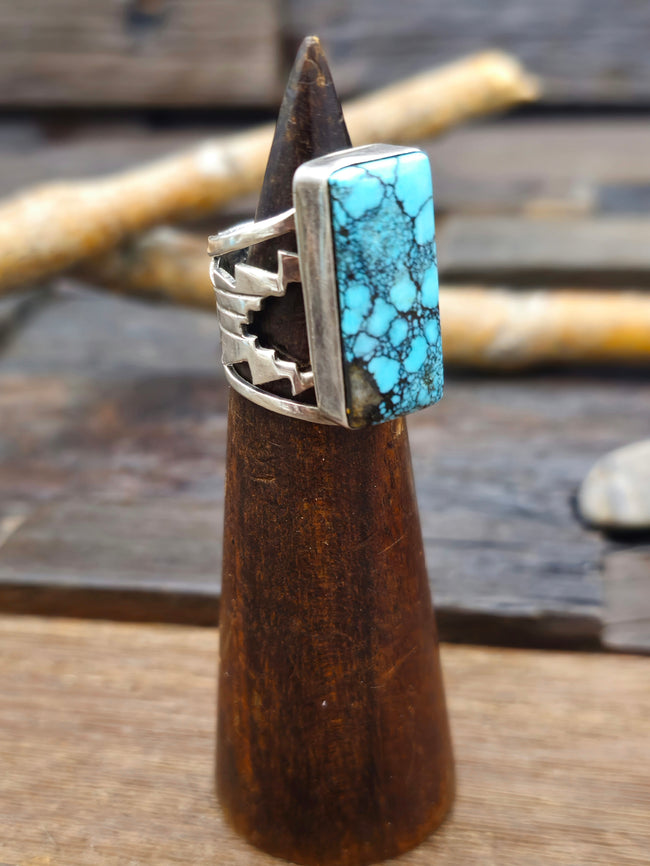 Vintage/Estate Rectangular Turquoise Sterling Silver Ring - Adjustable