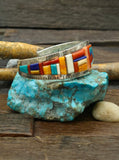 Multistone Sterling Silver Cobblestone Inlay Cuff by David Tune - 6 1/2 in. w/gap