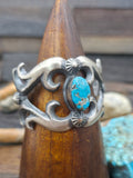 Chimney Butte Oxidized Cast Sterling Silver Turquoise Cuff - 6 in. with Gap