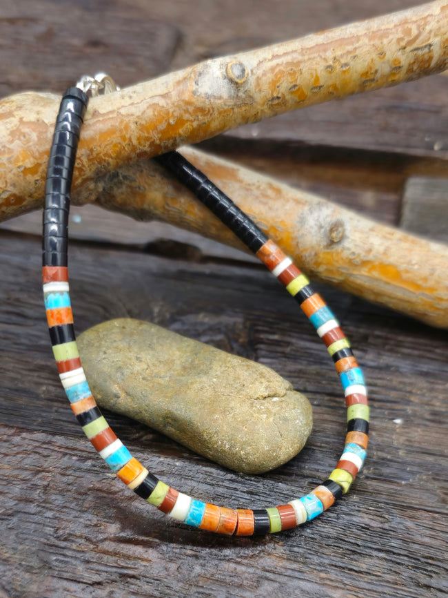 Santo Domingo Jet and Multistone Bracelet by Dorene Calabaza 7.5 in.