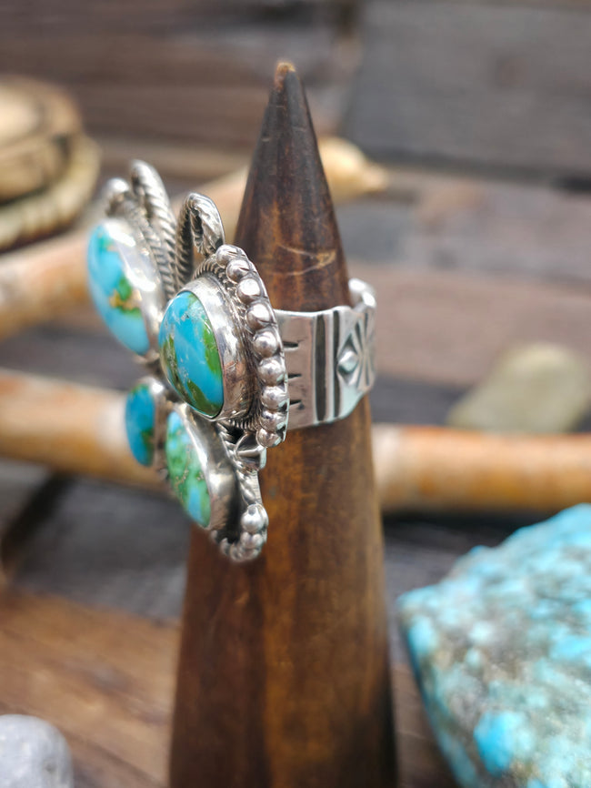 Sterling Silver Sonoran Turquoise Butterfly Ring by Geneva Apachito - Size 9