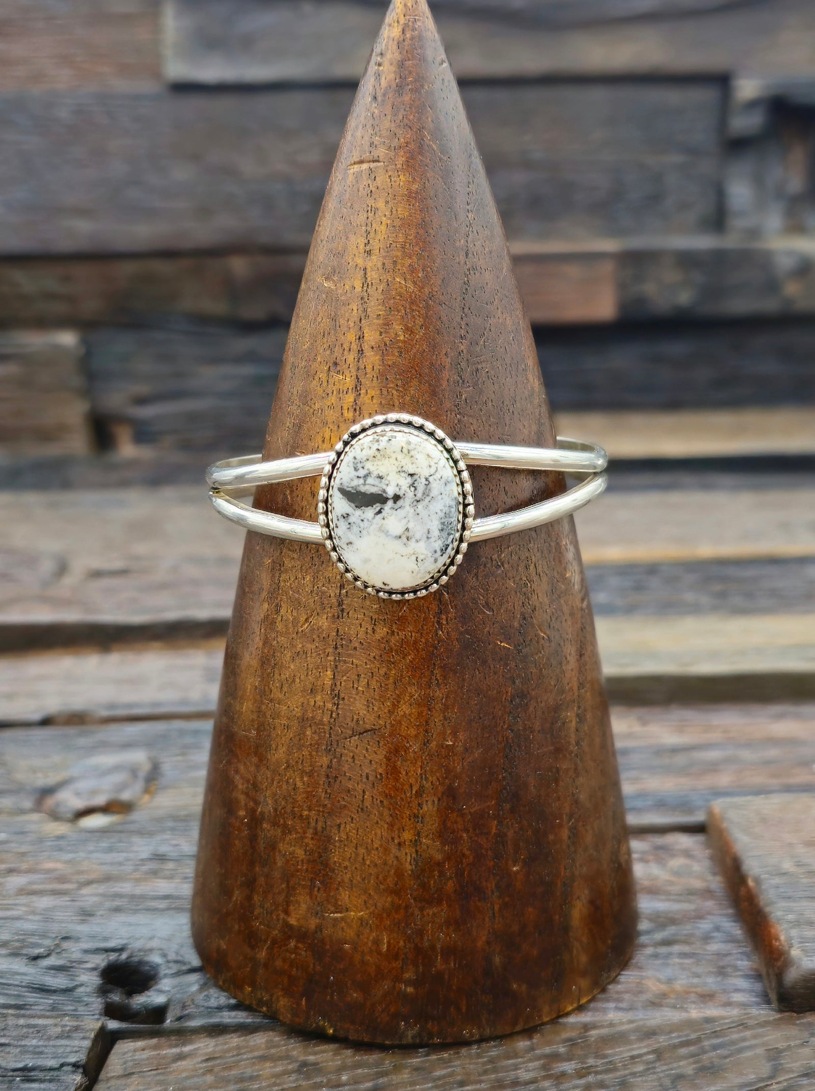 Sterling Silver White Buffalo Bracelet by Rosella Paxton