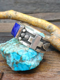 Stamped Sterling Silver Lapis Lazuli Cuff by Albert Jake - 7 in. with Gap